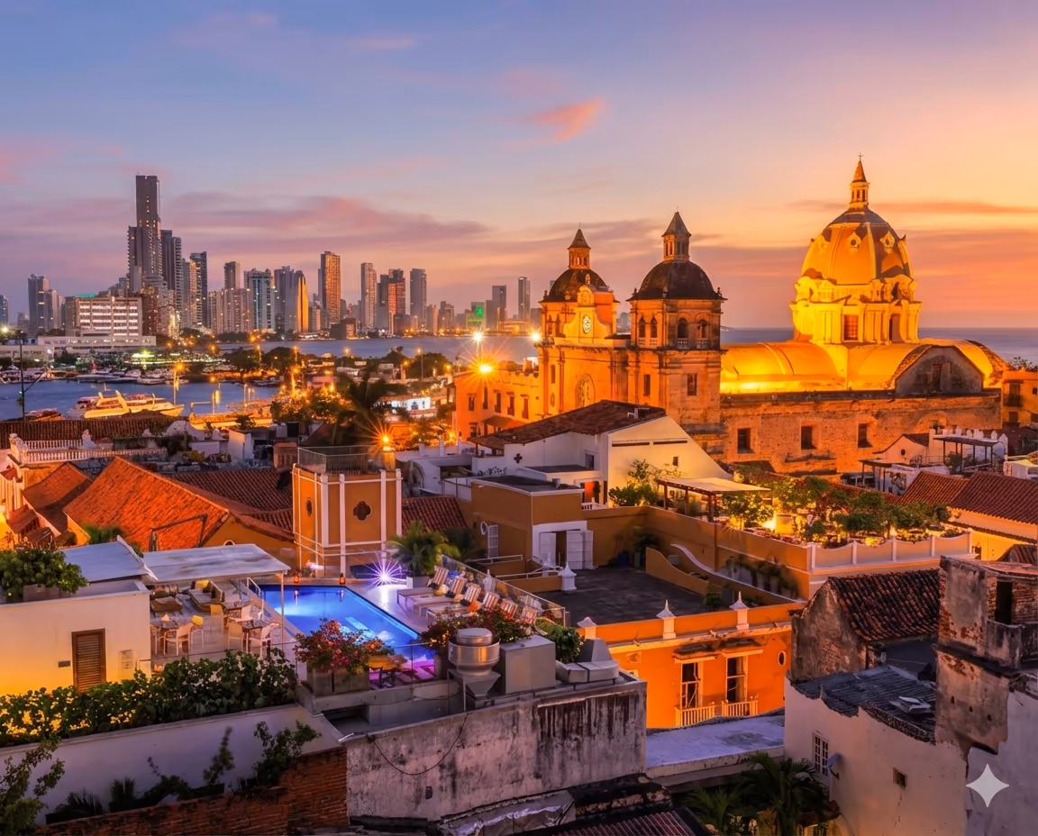 Cartagena cathedral at sunset