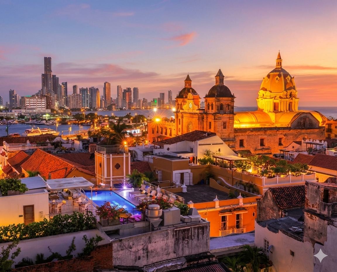 Cartagena cathedral at sunset